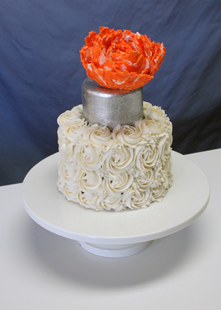 Anniversary cake w/ orange flower